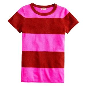 J Crew Short-sleeve cashmere T-shirt in rugby stripe